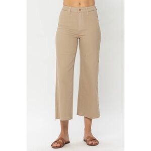 Size 22W Judy Blue High Waist Cropped Raw Hem Wide Leg Jeans Pants